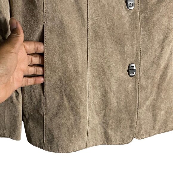 Guillaume Women's 100% Genuine Leather Notch Lapel Blazer Jacket - Picture 8 of 10